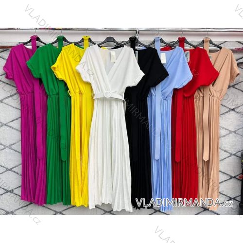 Langes Chiffon-Kurzarmkleid für Damen (S/M ONE SIZE) ITALIAN FASHION IMWGS231048