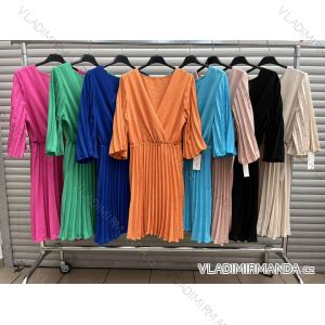 Langes Chiffon-Kurzarmkleid für Damen (S/M ONE SIZE) ITALIAN FASHION IMWGS231048