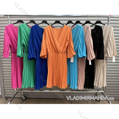 Langes Chiffon-Kurzarmkleid für Damen (S/M ONE SIZE) ITALIAN FASHION IMWGS231048