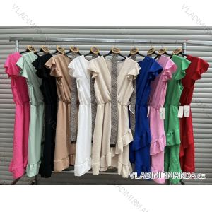 Langes Chiffon-Kurzarmkleid für Damen (S/M ONE SIZE) ITALIAN FASHION IMWGS231048