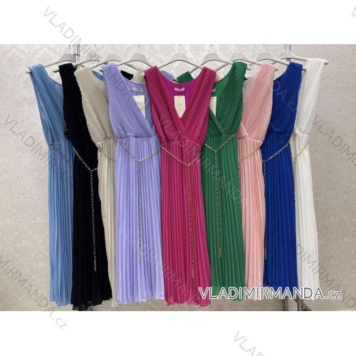 Langes Chiffon-Kurzarmkleid für Damen (S/M ONE SIZE) ITALIAN FASHION IMWGS231048