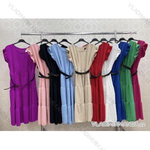Langes Chiffon-Kurzarmkleid für Damen (S/M ONE SIZE) ITALIAN FASHION IMWGS231048