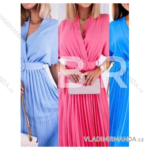 Langes Chiffon-Kurzarmkleid für Damen (S/M ONE SIZE) ITALIAN FASHION IMWGS231048