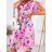 Langes Chiffon-Kurzarmkleid für Damen (S/M ONE SIZE) ITALIAN FASHION IMWGS231048