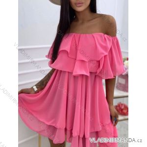 Langes Chiffon-Kurzarmkleid für Damen (S/M ONE SIZE) ITALIAN FASHION IMWGS231048