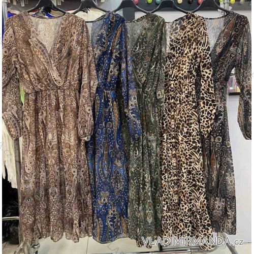 Langes Chiffon-Kurzarmkleid für Damen (S/M ONE SIZE) ITALIAN FASHION IMWGS231048