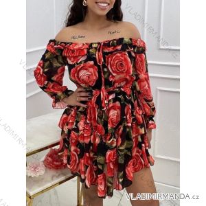 Langes Chiffon-Kurzarmkleid für Damen (S/M ONE SIZE) ITALIAN FASHION IMWGS231048