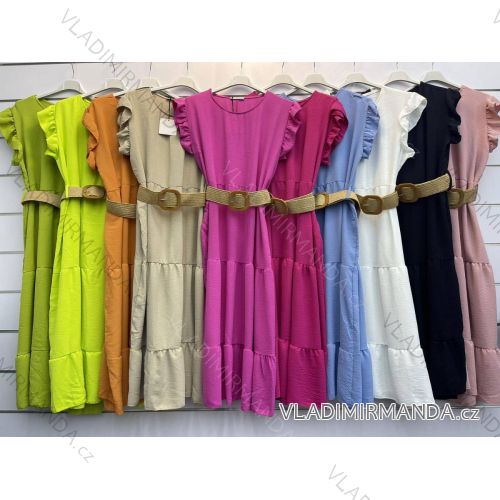 Langes Chiffon-Kurzarmkleid für Damen (S/M ONE SIZE) ITALIAN FASHION IMWGM23456
