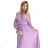414-6 KLARA Faltenkleid mit Gürtel und Ausschnitt - Fliederfarbe
