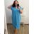 Kurzärmliges Oversize-Kleid für Damen in Übergröße (3XL/4XL ONE SIZE) ITALIAN FASHION IMC23132 3xl / 4xl mittelblau