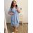 Kurzärmliges Oversize-Kleid für Damen in Übergröße (3XL/4XL ONE SIZE) ITALIAN FASHION IMC23132 3xl / 4xl mittelblau