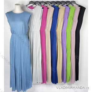 Langes, plissiertes, ärmelloses Sommerkleid für Damen (Einheitsgröße S/M) ITALIAN FASHION IMPBB23S4090