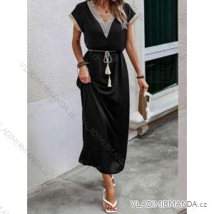 Langes Chiffon-Kurzarmkleid für Damen (S/M ONE SIZE) ITALIAN FASHION IMWGM23456