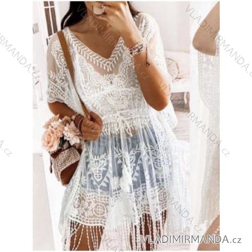 Langes Chiffon-Kurzarmkleid für Damen (S/M ONE SIZE) ITALIAN FASHION IMWGM23456