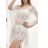 Langes Chiffon-Kurzarmkleid für Damen (S/M ONE SIZE) ITALIAN FASHION IMWGM23456