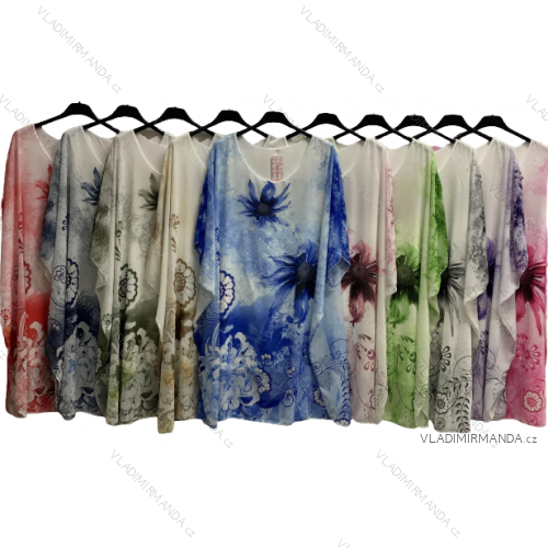 Tunika Oversize Chiffon Kurzarm Damen Übergröße (2XL/3XL/4XL ONE SIZE) ITALIAN FASHION IMC23250