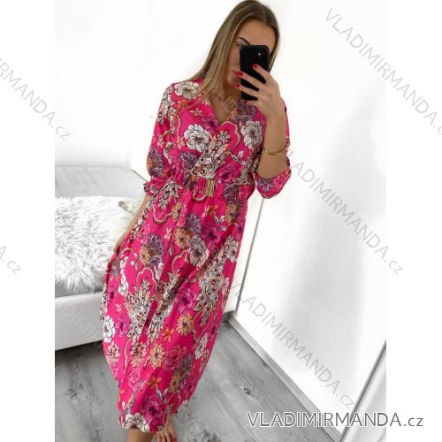 Langes Chiffon-Kurzarmkleid für Damen (S/M ONE SIZE) ITALIAN FASHION IMWGM23456 S/M pink