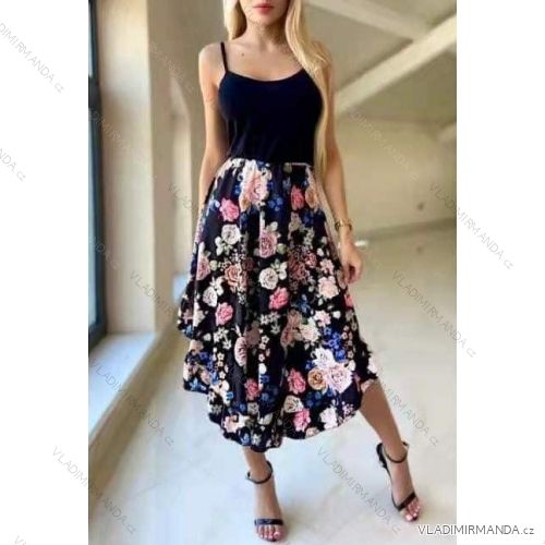 Langes Sommerkleid mit Trägern für Damen (S/M ONE SIZE) ITALIAN FASHION IMD23233