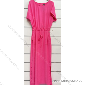 Langes Kurzarmkleid für Damen (S/M EINHEITSGRÖSSE) ITALIAN FASHION IMPSH231205