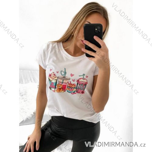 T-Shirt Kurzarm Frauen (UNI S-M) ITALIENISCHE MODE IMM20330 S/M weiß