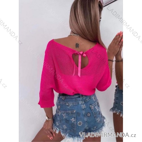 Schmaler Langarmpullover für Damen (S/M EINHEITSGRÖSSE) ITALIAN FASHION IMM22NM1236/DU neonpink