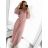 Langes, elegantes Chiffon-Gürtel-Langarmkleid für Damen (S/M EINHEITSGRÖSSE) ITALIAN FASHION IMWGB231009