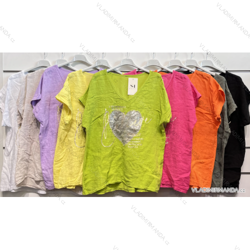 Damen-Tunika mit kurzen Ärmeln in Übergröße (Einheitsgröße S/M) ITALIAN FASHION IMPSH2322161